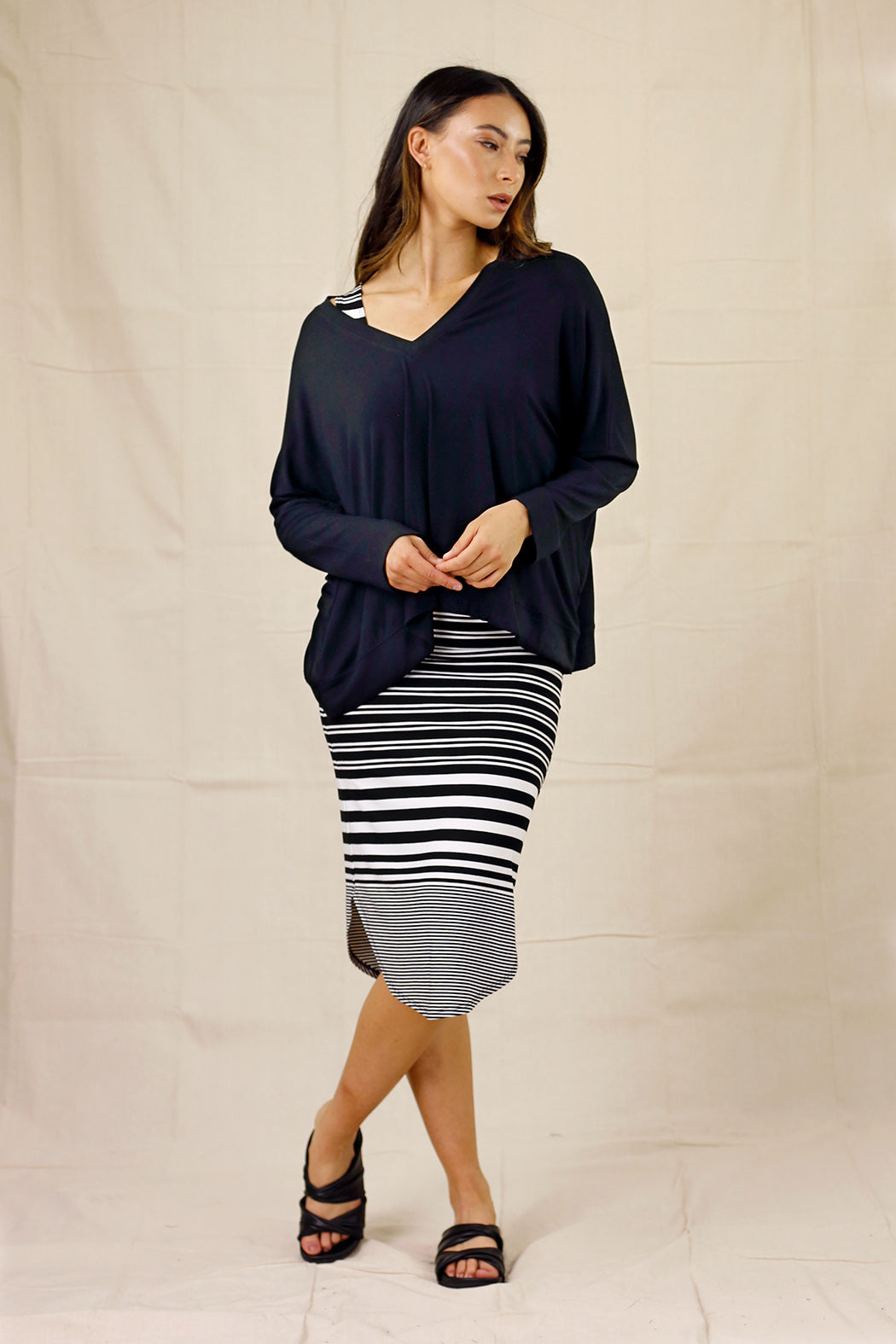 Black Bamboo V Top - SALE