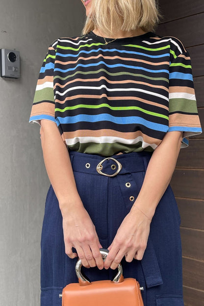 Blue/Green Stripe Boxy T-Shirt