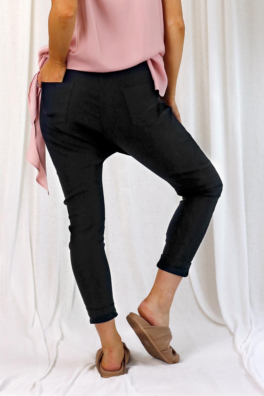 Black Bengaline Droppie Pant - SALE