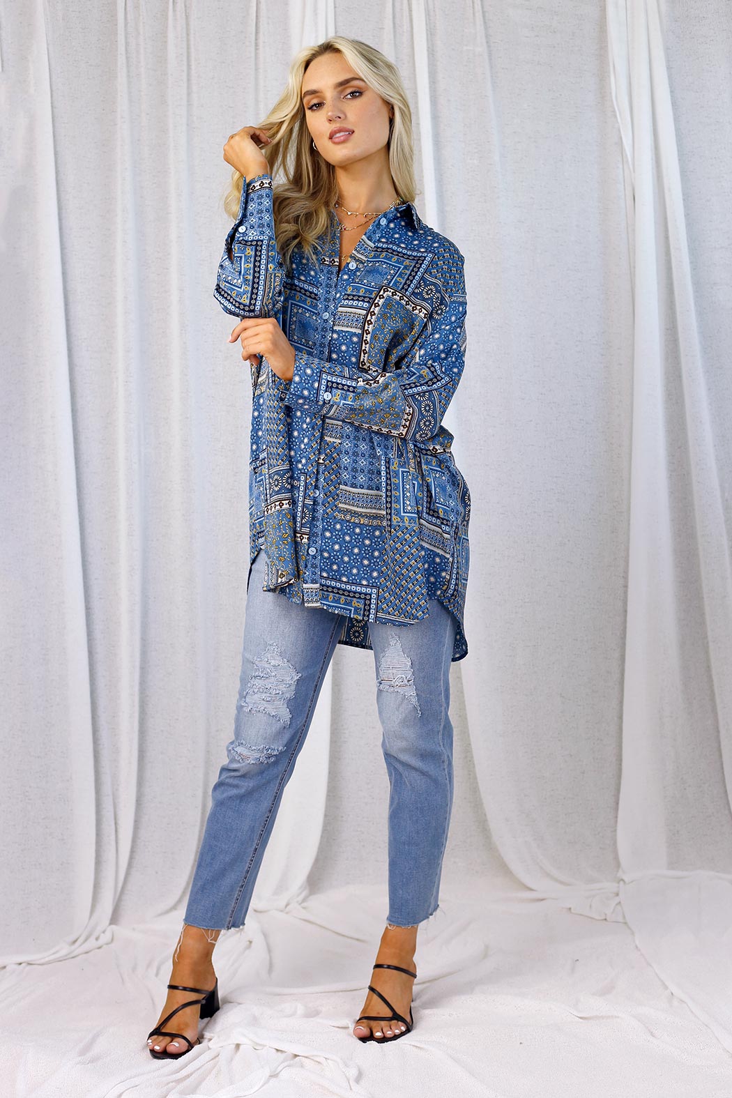 Blue Silky Blake Shirt - SALE