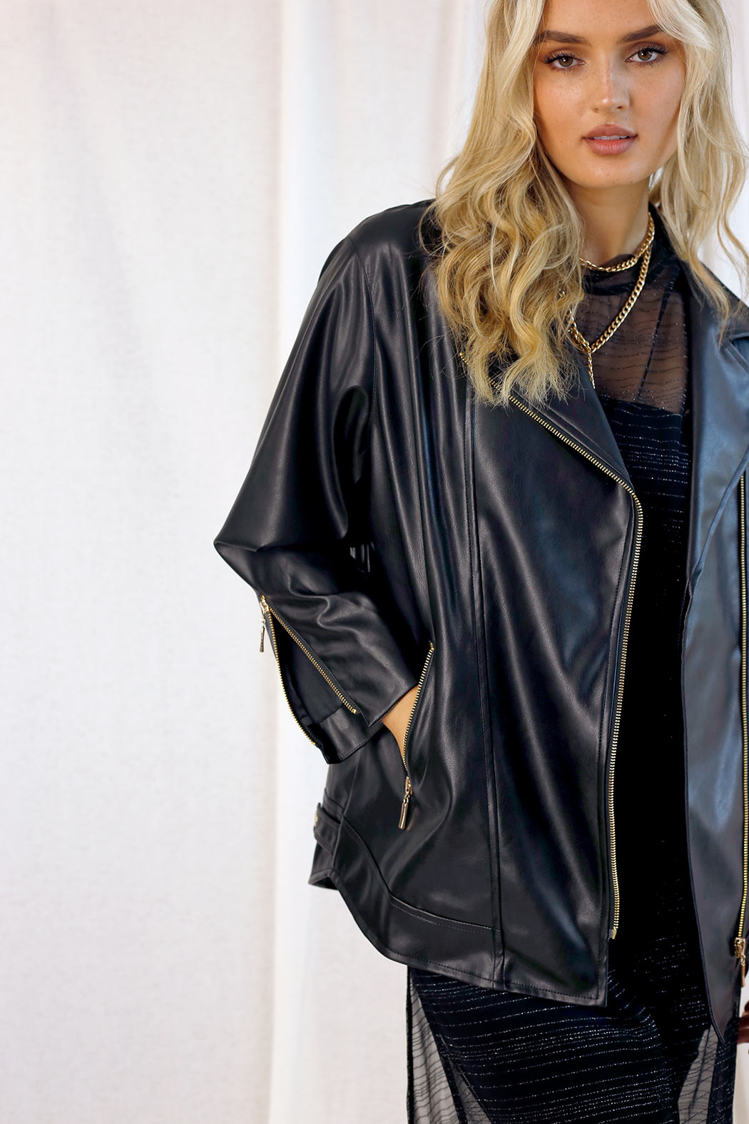Black Vegan Leather Jacket - SALE