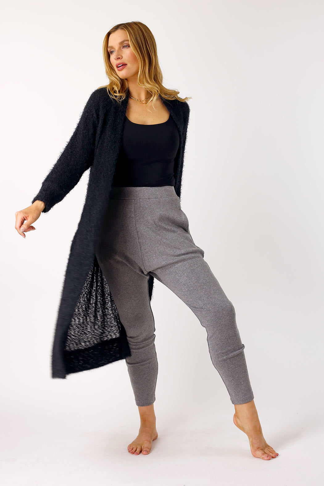 Black Fluffy Raglan Cardi-SALE