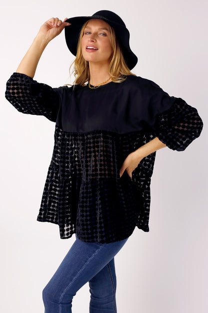 Black Velvet Burnout Top - FINAL SALE