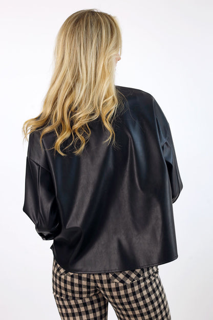 Black Vegan Leather Crop Jacket - FINAL SALE