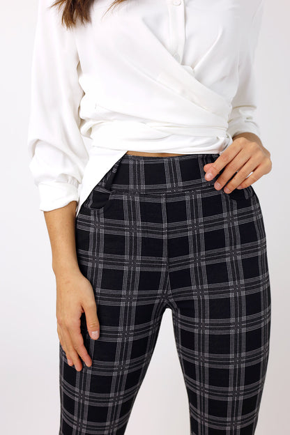 Charcoal Check Ponte Slim Pant - FINAL SALE