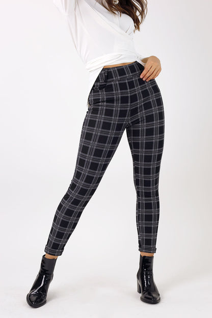 Charcoal Check Ponte Slim Pant - FINAL SALE