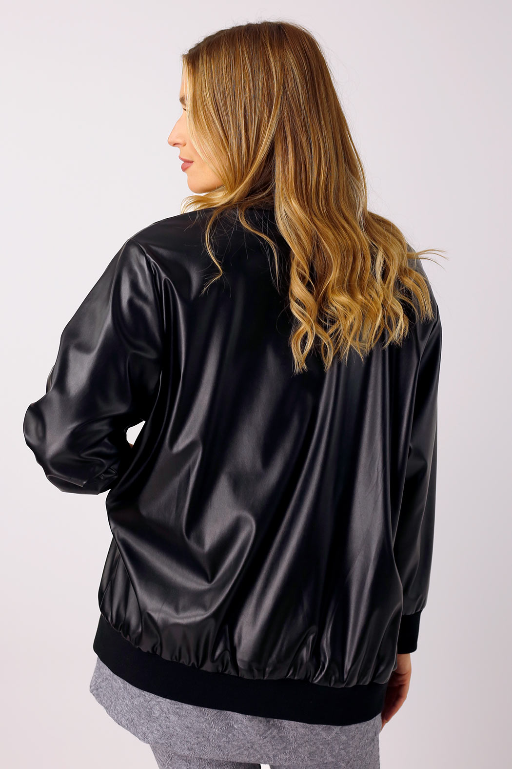 Black Bomber Jacket - Vegan Leather - SALE