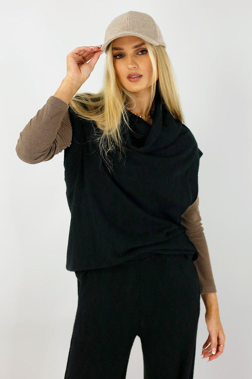Black Cosy Cowl Vest - FINAL SALE