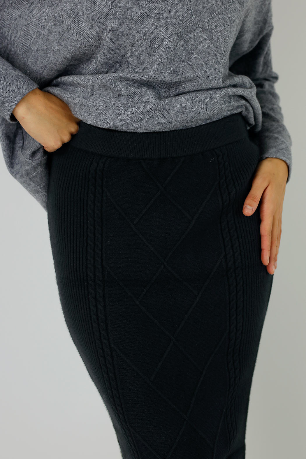 Black Cable Rib Skirt - FINAL SALE