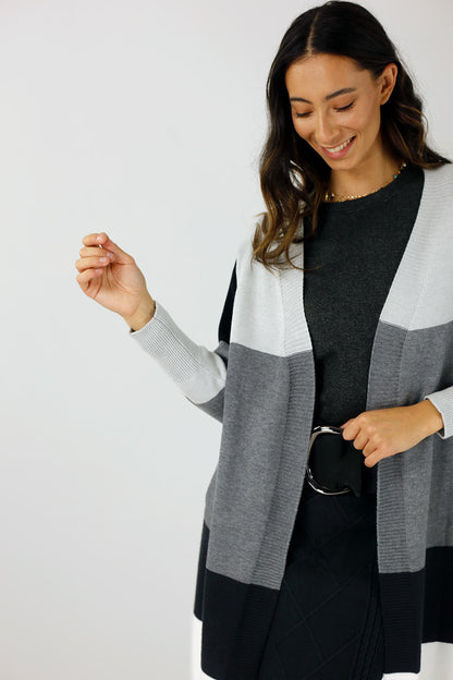 Charcoal Longline Block Cardi