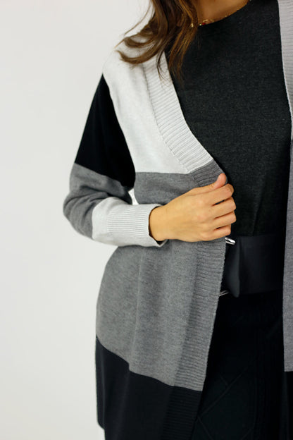 Charcoal Longline Block Cardi