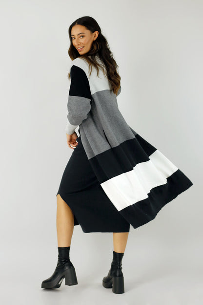 Charcoal Longline Block Cardi