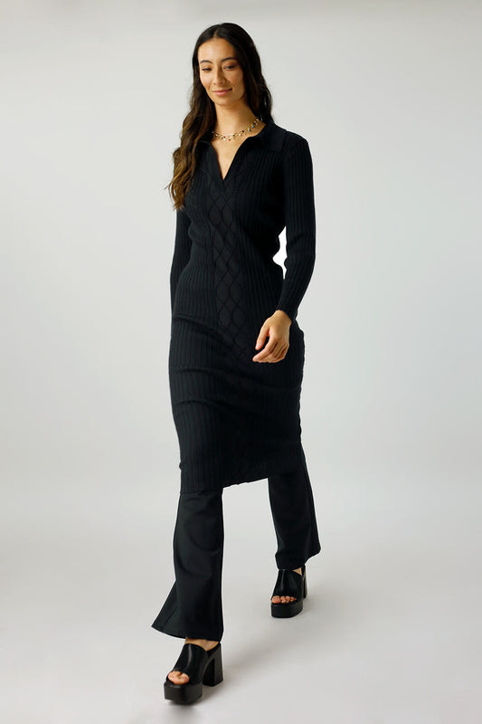 Black Cable Knit Dress - SALE