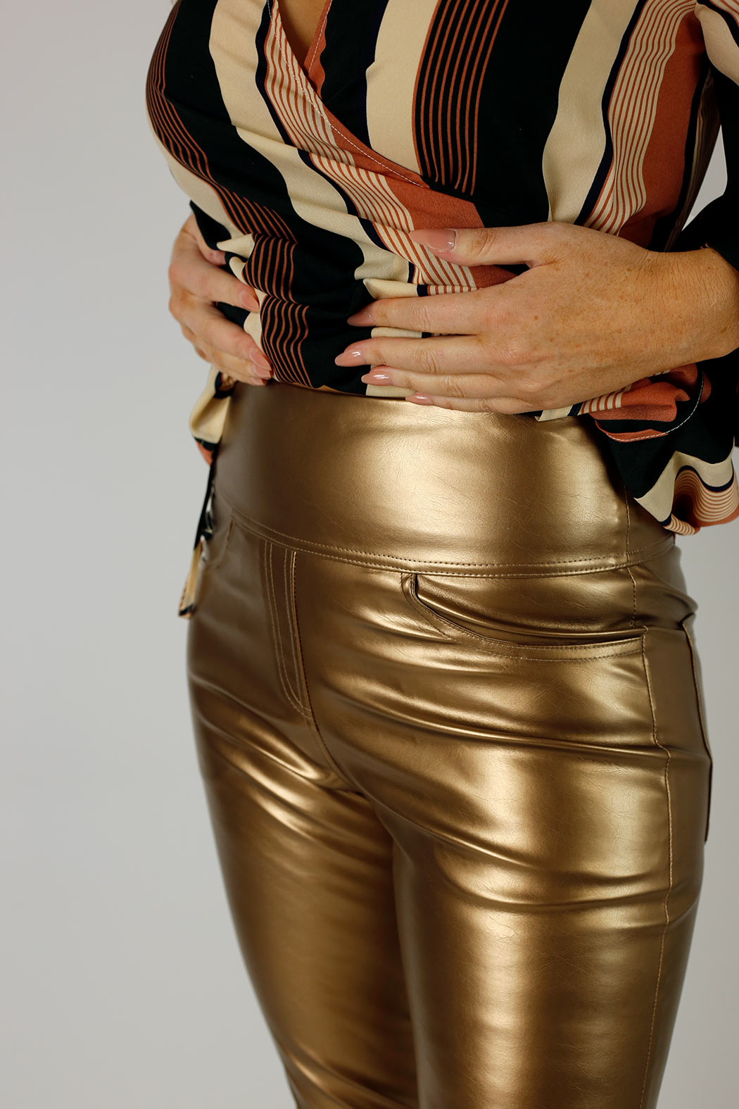 Bronze Vegan Leather Easy Jean - FINAL SALE