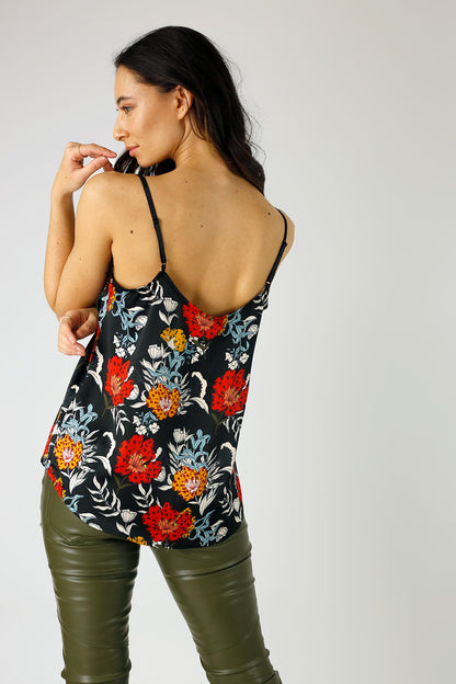 Black Floral Silky Lace Cami - FINAL SALE
