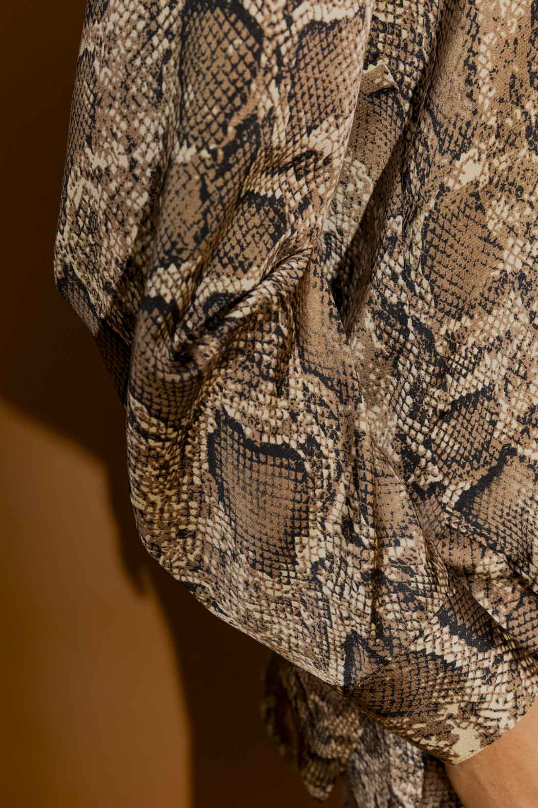 Brown Snake Silky Tuck Sleeve Blogger Shirt Brown Snake