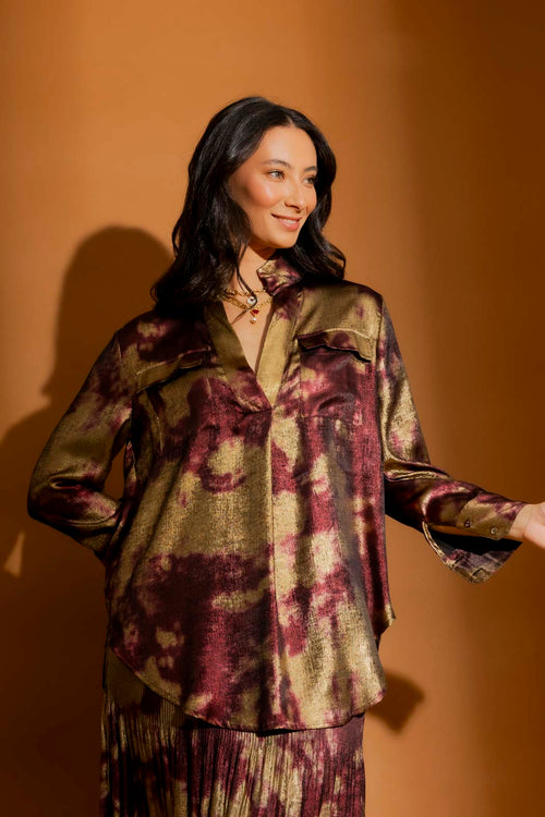 Burgundy/Gold Cargo Blogger Shirt