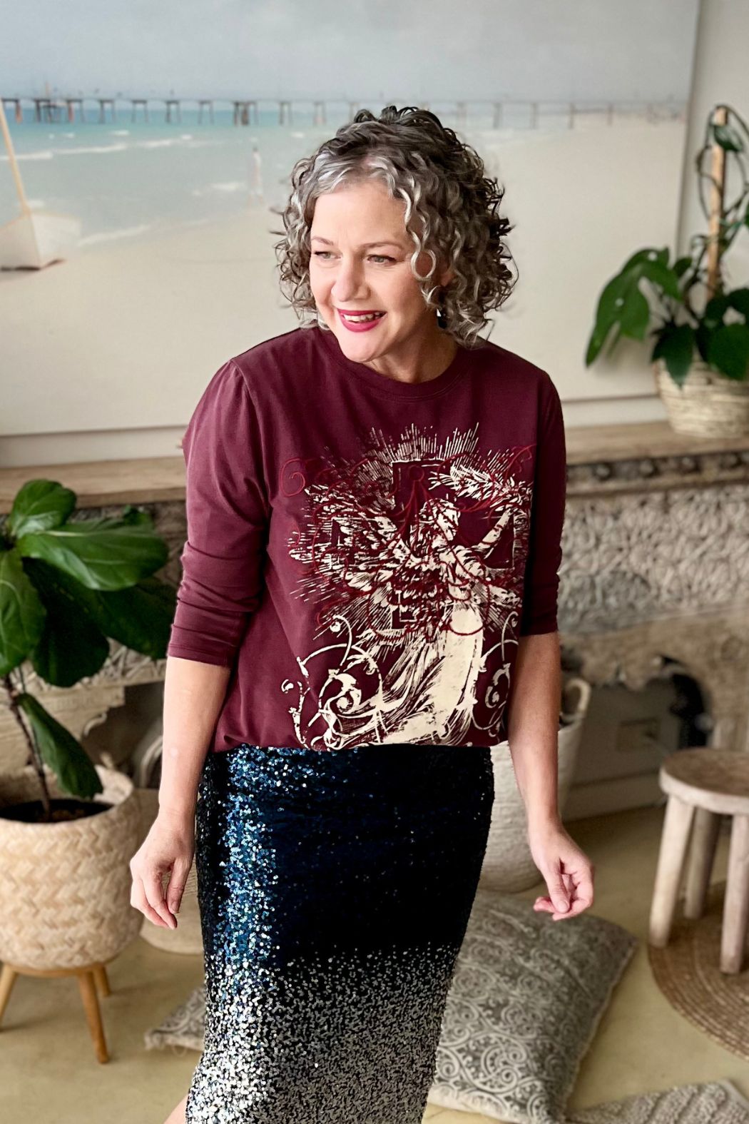 Burgundy Washed Cotton Street T-Shirt