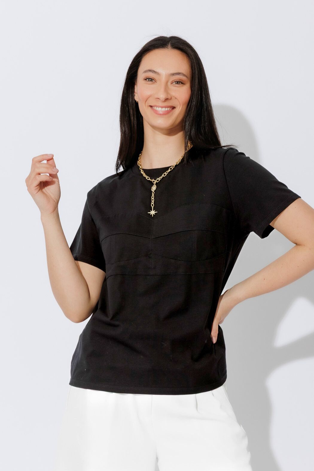 Black Bustier T-Shirt