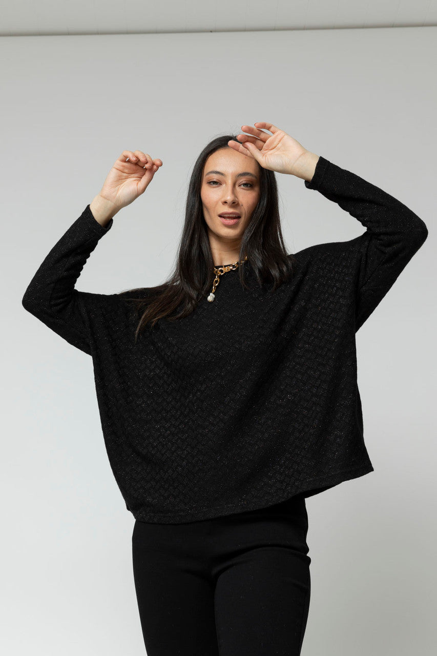 Black Lurex Crew Neck Jumper