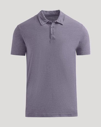 Dark Heather Amethyst Short Sleeve Polo
