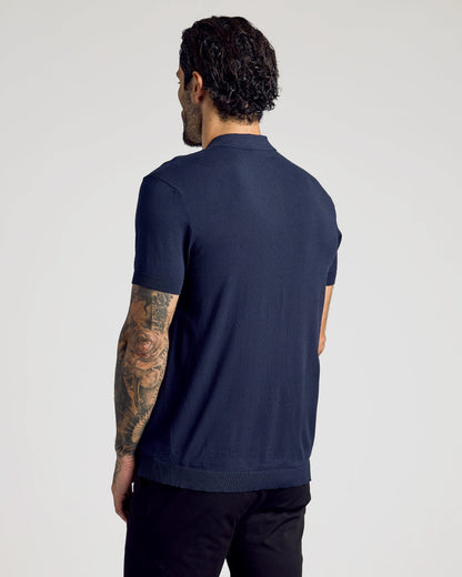 Navy Short Sleeve Sweater Polo