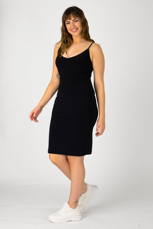 Black Superior Jersey Slip Dress - Final Sale