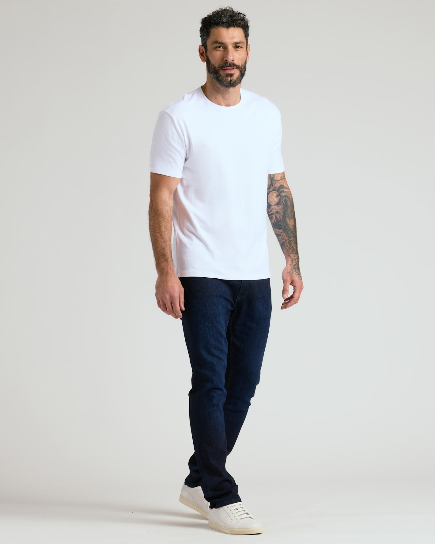 White Pima Cotton Blend Crew