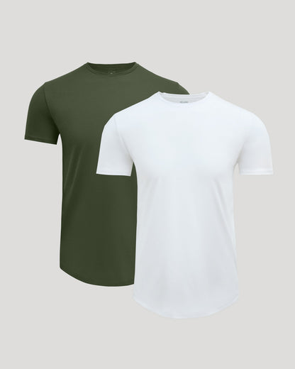 Pima Cotton Blend Curved Hem Crew 2-Pack
