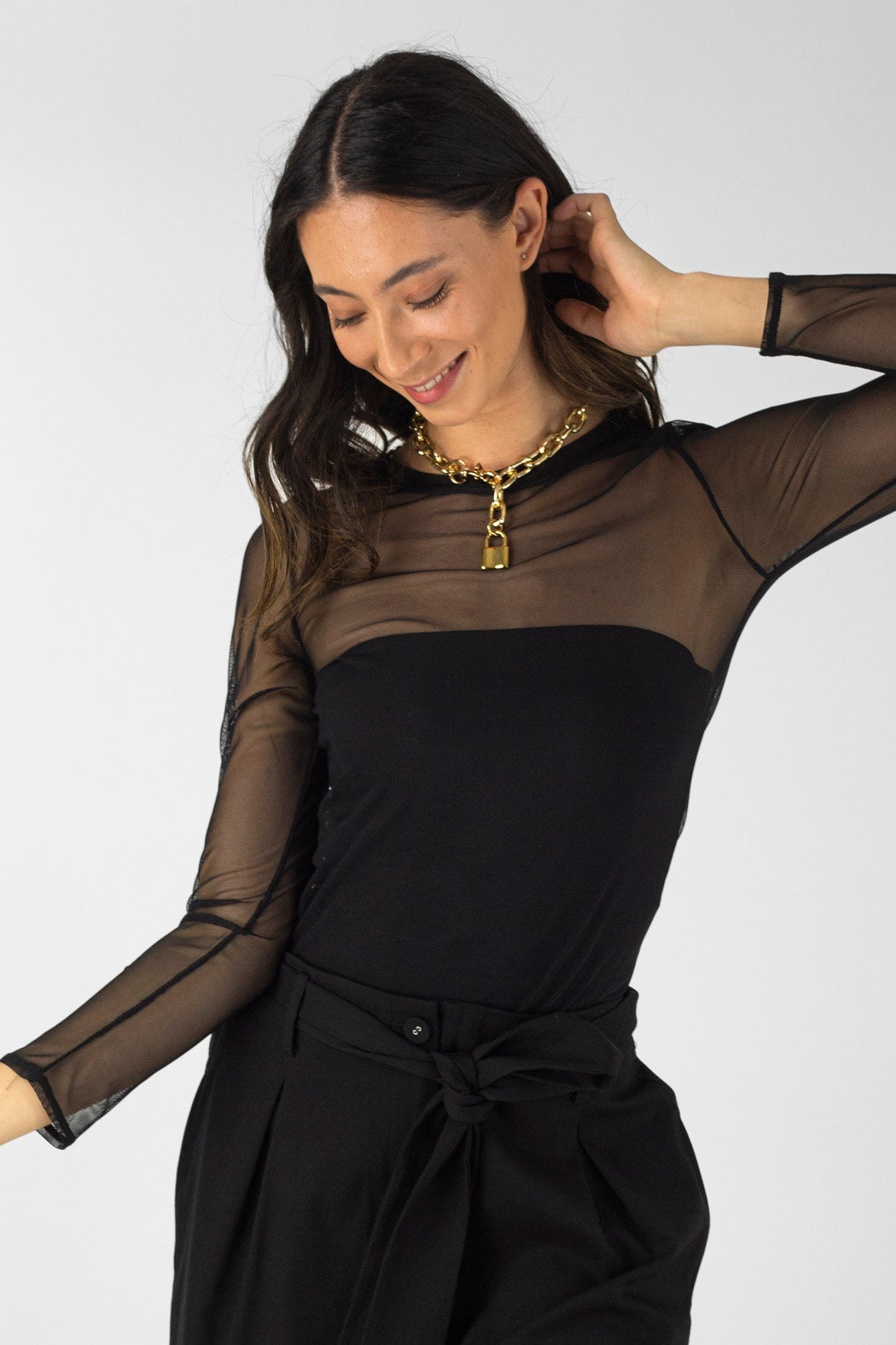 Black Mesh Basic Top - Final Sale