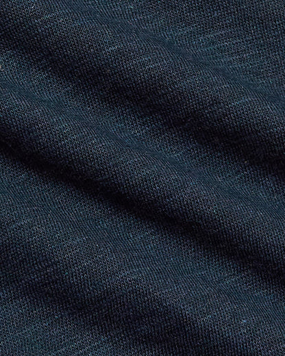Womens Navy Relaxed Slub V-Neck Tee