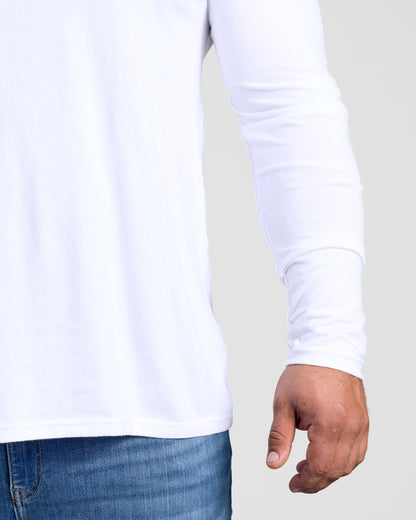 White Classic Long Sleeve Crew Neck