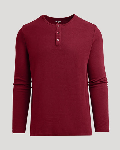 Dark Maroon Waffle Long Sleeve Henley