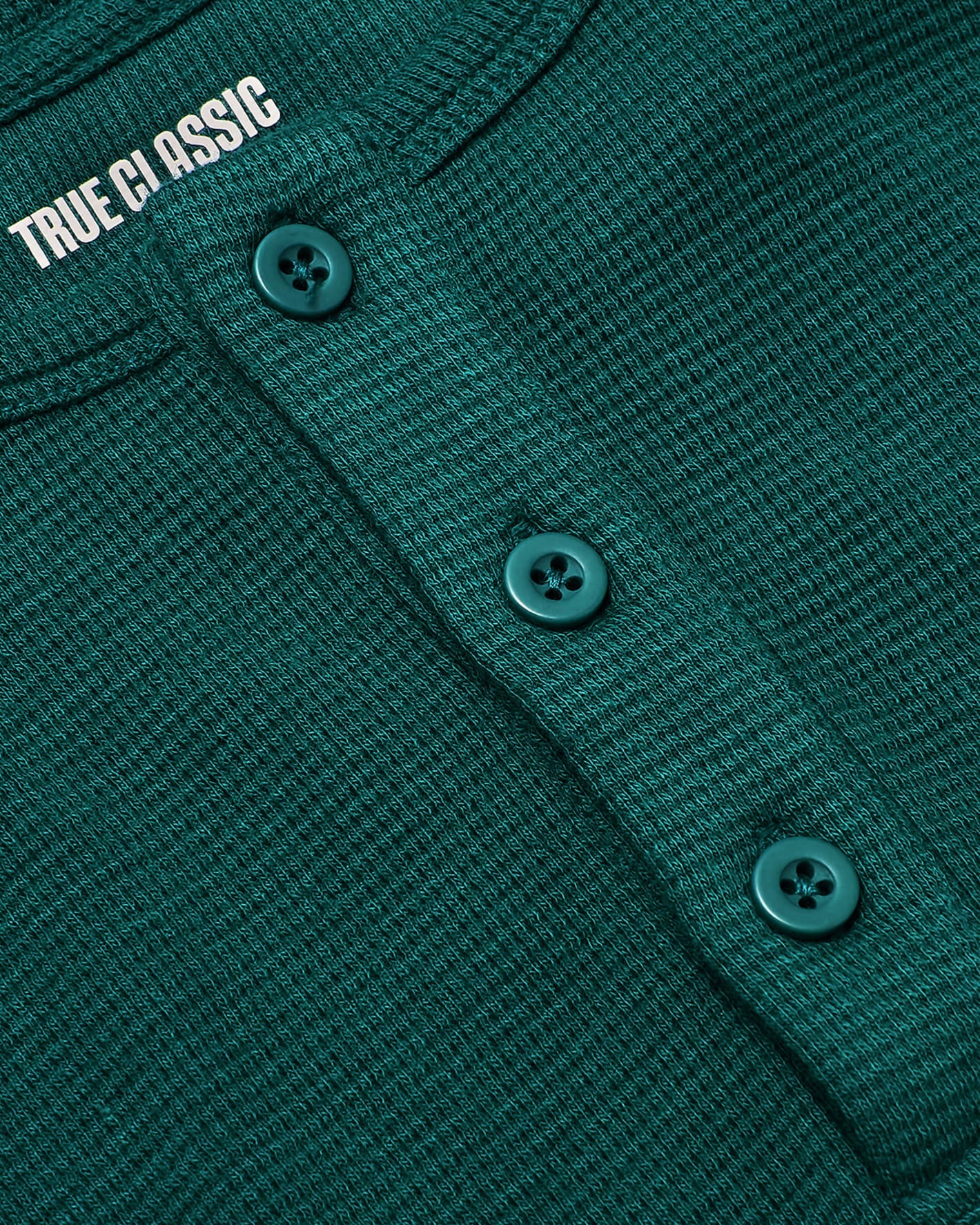 Deep Emerald Waffle Long Sleeve Henley