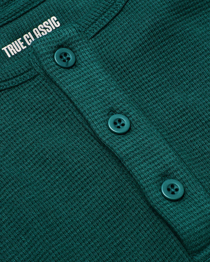 Deep Emerald Waffle Long Sleeve Henley