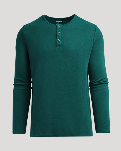 Deep Emerald Waffle Long Sleeve Henley
