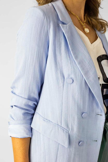 Blue Self Stripe Blazer