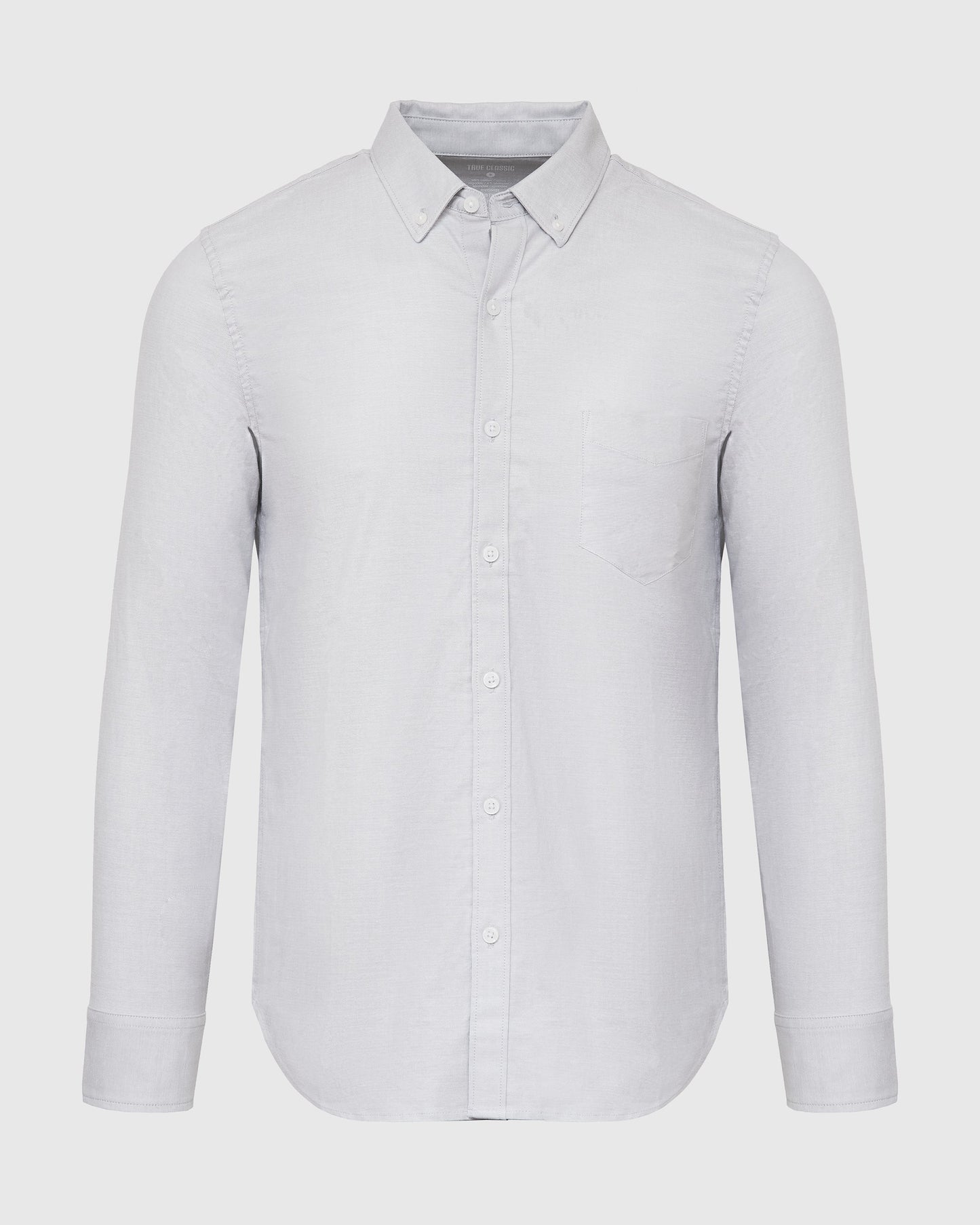 Light Gray Stretch Oxford Long Sleeve Button Up Shirt