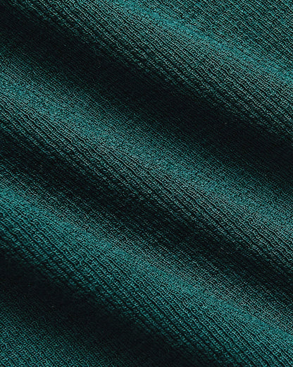 Womens Deep Emerald Ribbed Long Sleeve Scoop Neck Tee