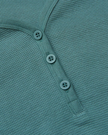 Womens Stormcloud Waffle Long Sleeve Boxy Henley
