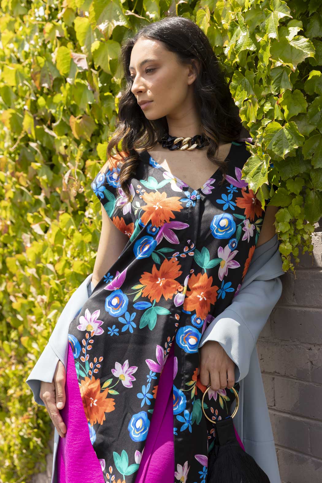 Black Floral Sleeveless Zhoush Tie Top - Sale