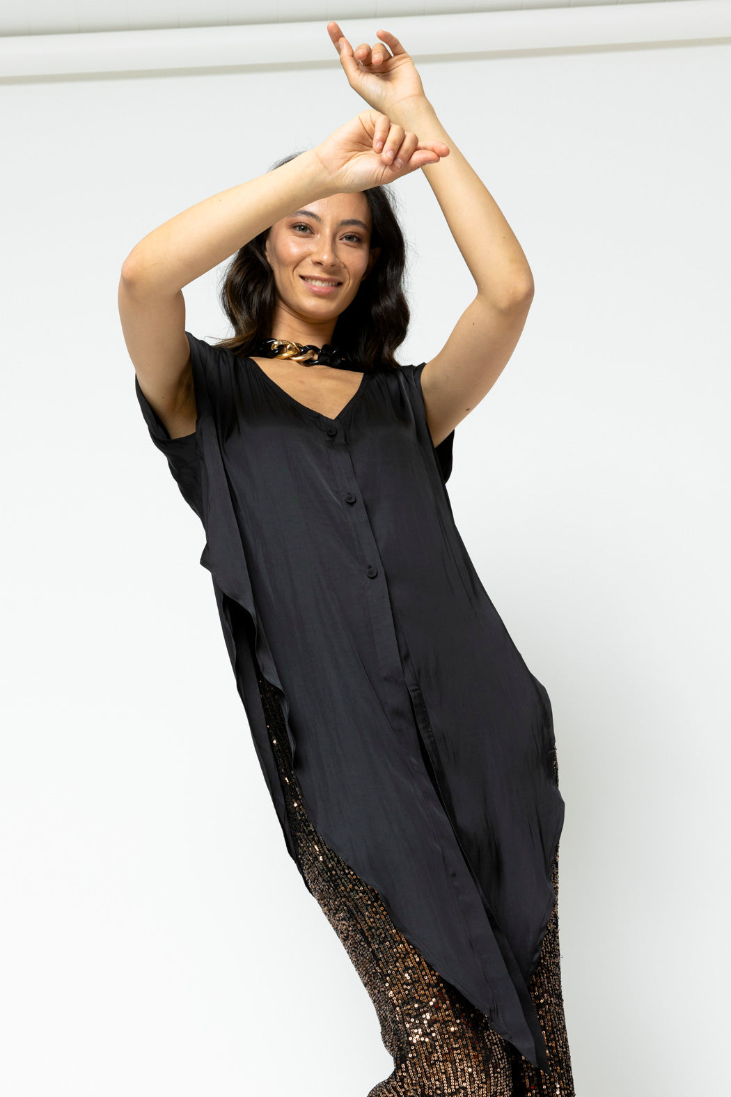 Black Sleeveless Zhoush Tie Top -final Sale