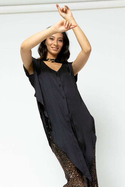 Black Sleeveless Zhoush Tie Top -final Sale