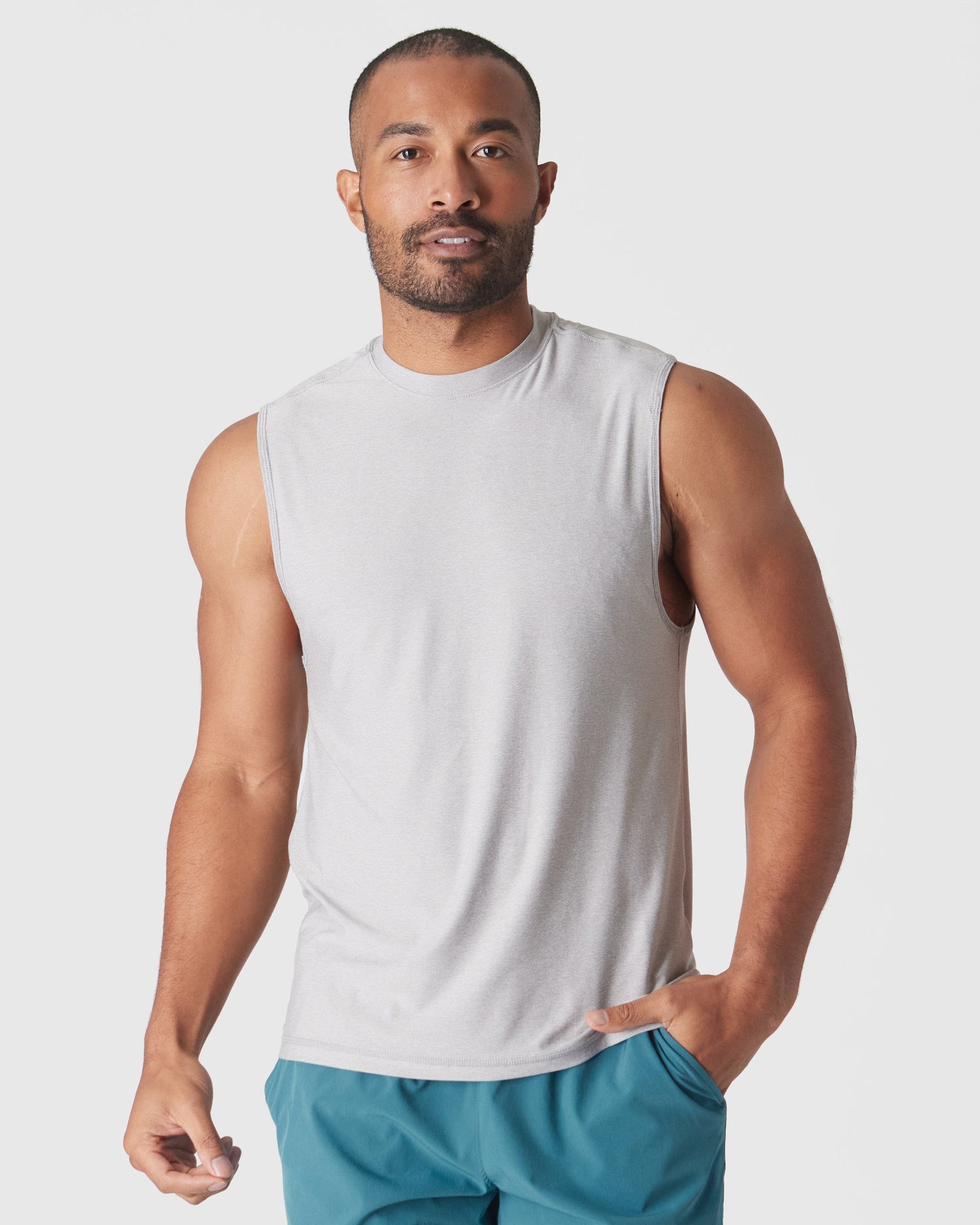 Light Heather Gray Active Sleeveless Muscle Tee