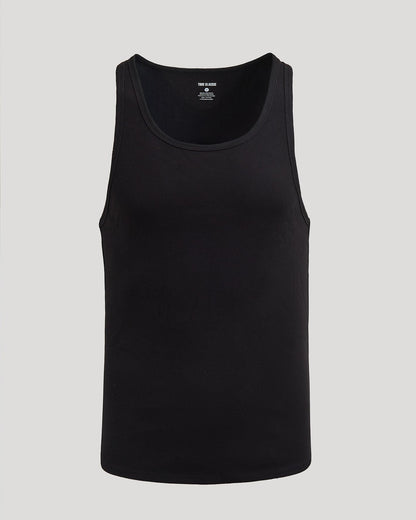 Black Ribbed Curved Hem Tank