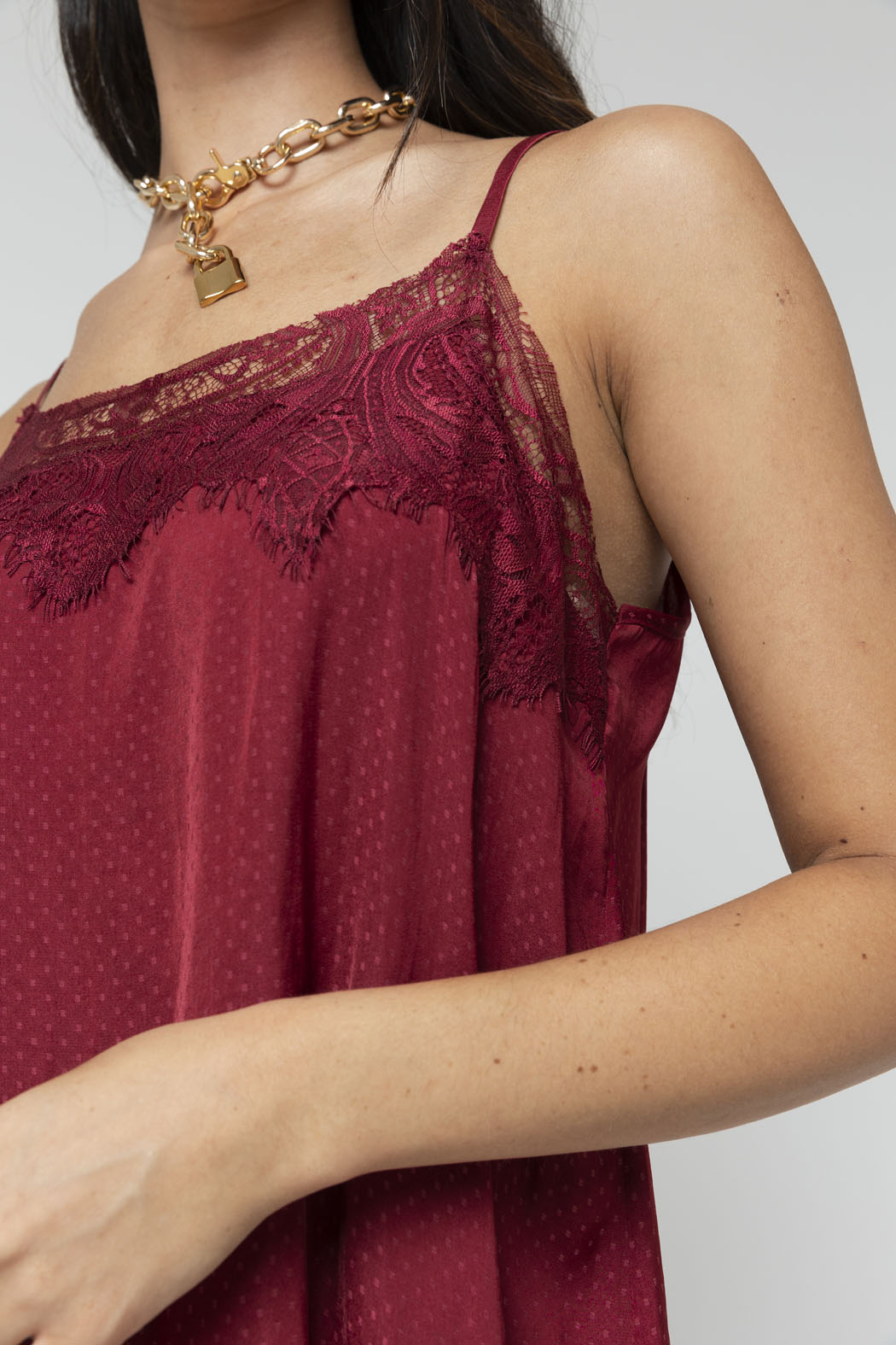 Burgundy Dobby Lace Cami - Final Sale