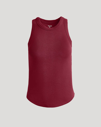 Womens Dark Maroon Ribbed High Neck Tank