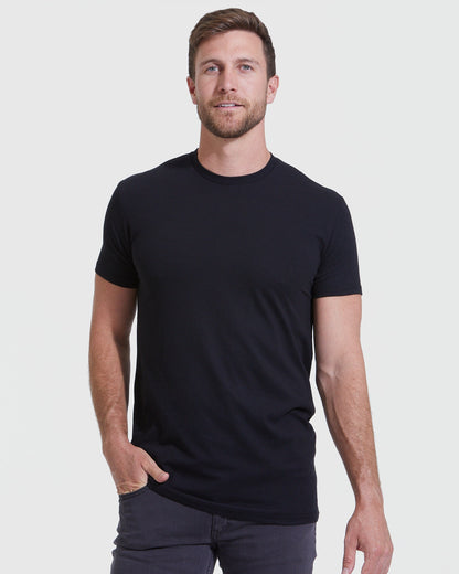 All Black Tall Straight Hem Crew Neck T-Shirt 6-Pack