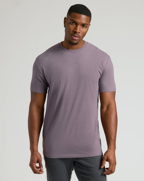 Dark Heather Amethyst Tall Straight Hem Crew Neck T-Shirt