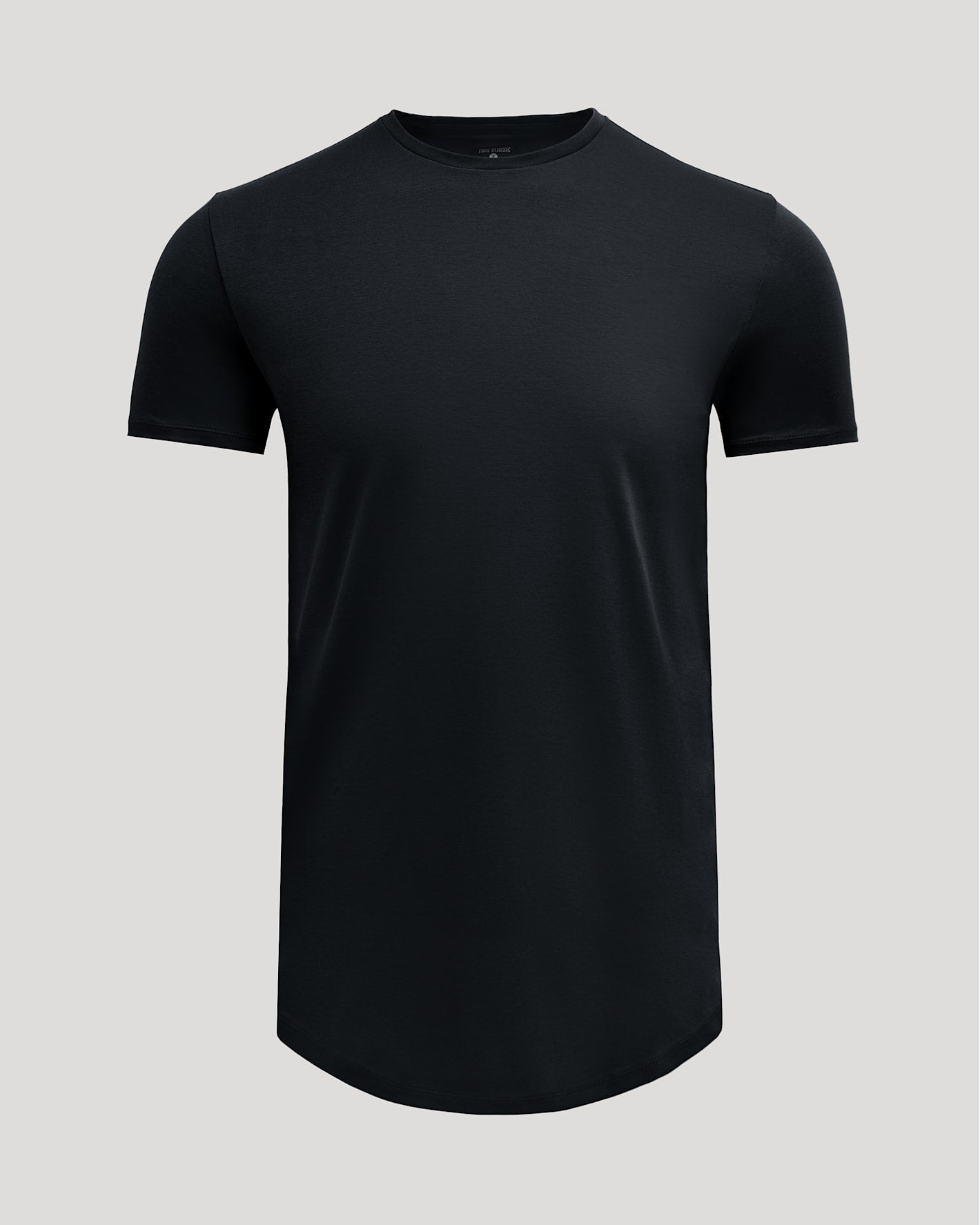 Black Tall Pima Cotton Blend Curved Hem Crew